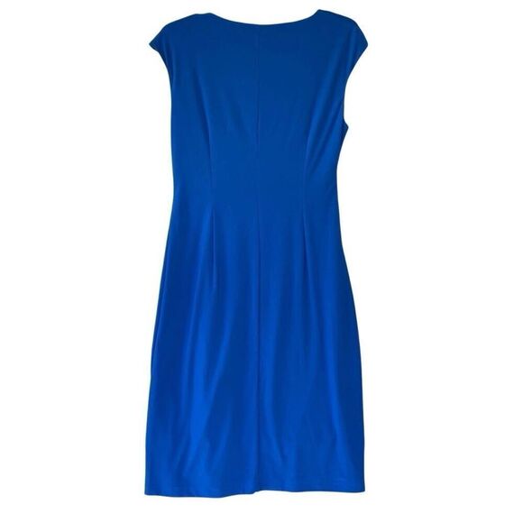 New Evan Picone Royal Blue Cocktail Cobalt Dress Wrap Ruched Flatter Ruffle Sz 8 - Picture 6 of 9